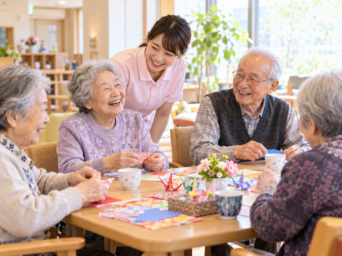 レクリエーションを楽しむ高齢者たち